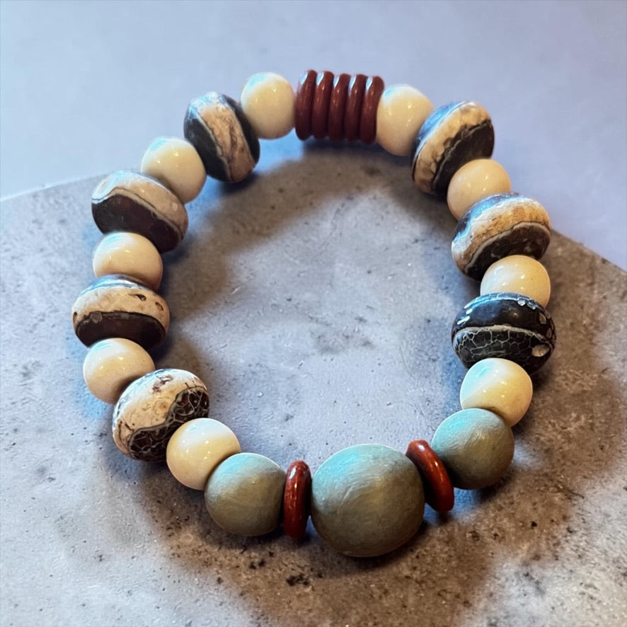 Kente and Clover Bracelet