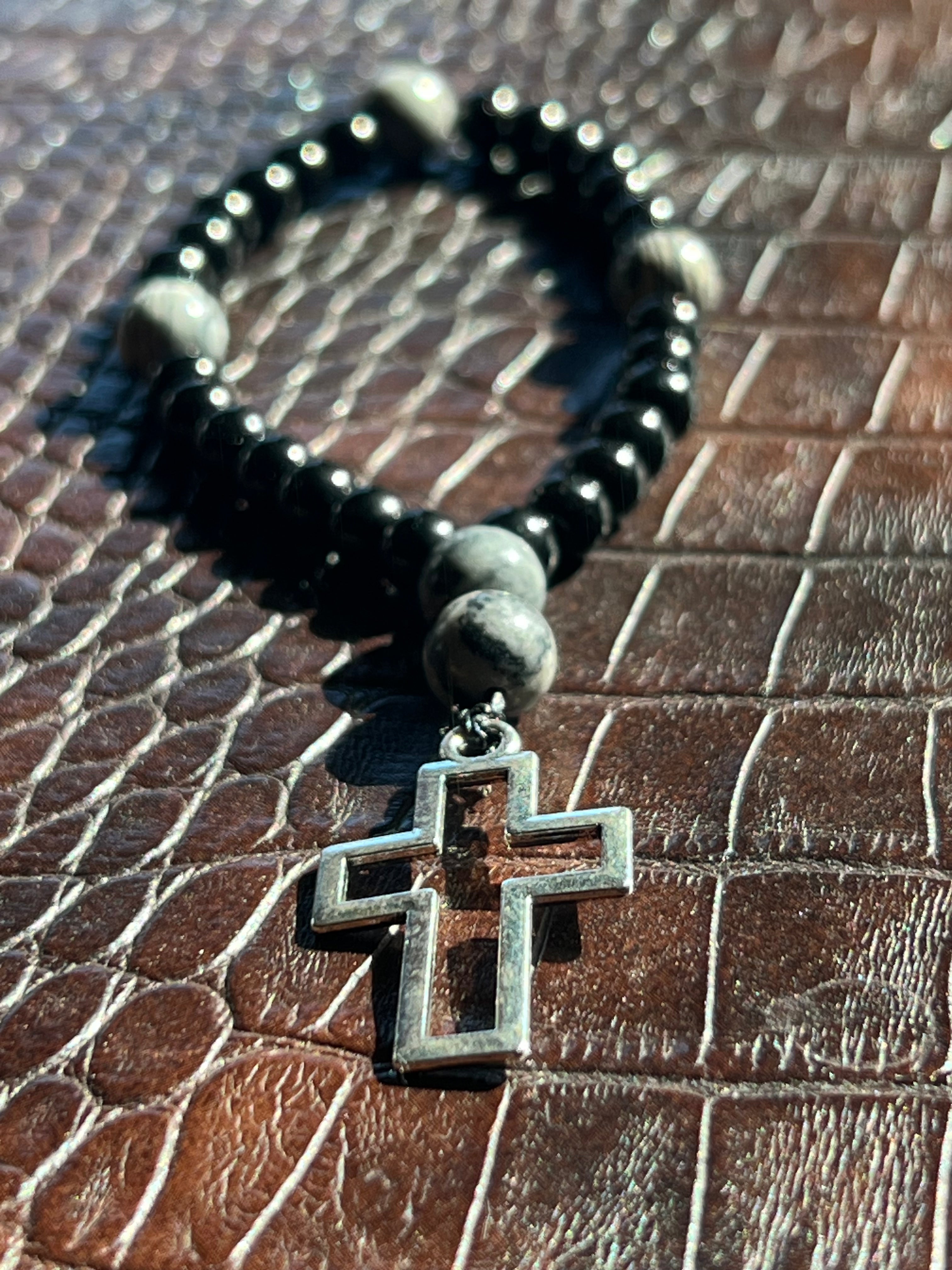 Pocket or Purse Prayer Beads with Silver Cross