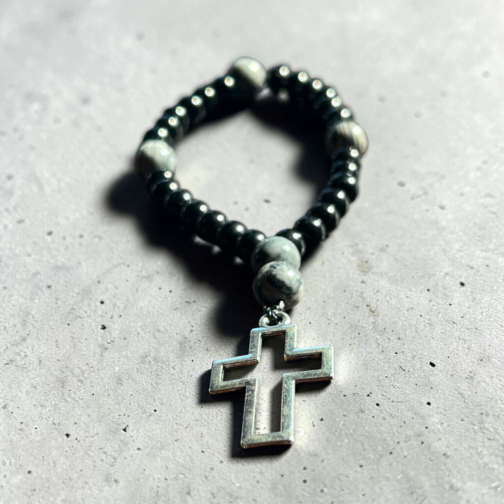 Pocket or Purse Prayer Beads with Silver Cross