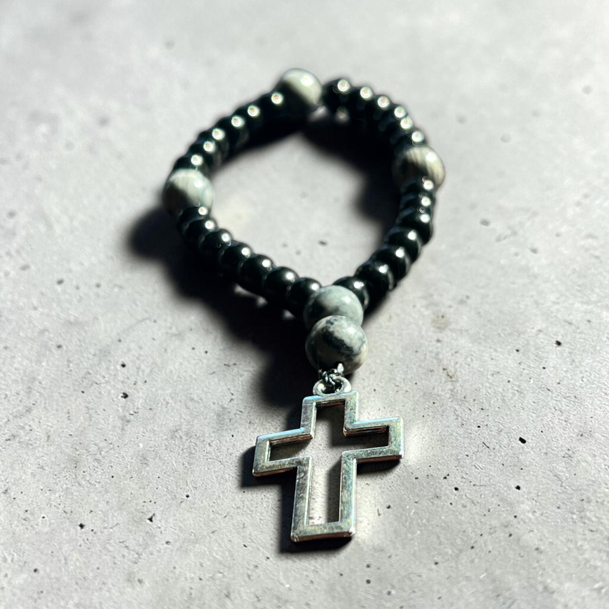 Pocket or Purse Prayer Beads with Silver Cross