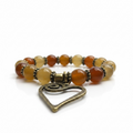 Harvest Hues Agate Bracelet with Whimsical Heart Charm
