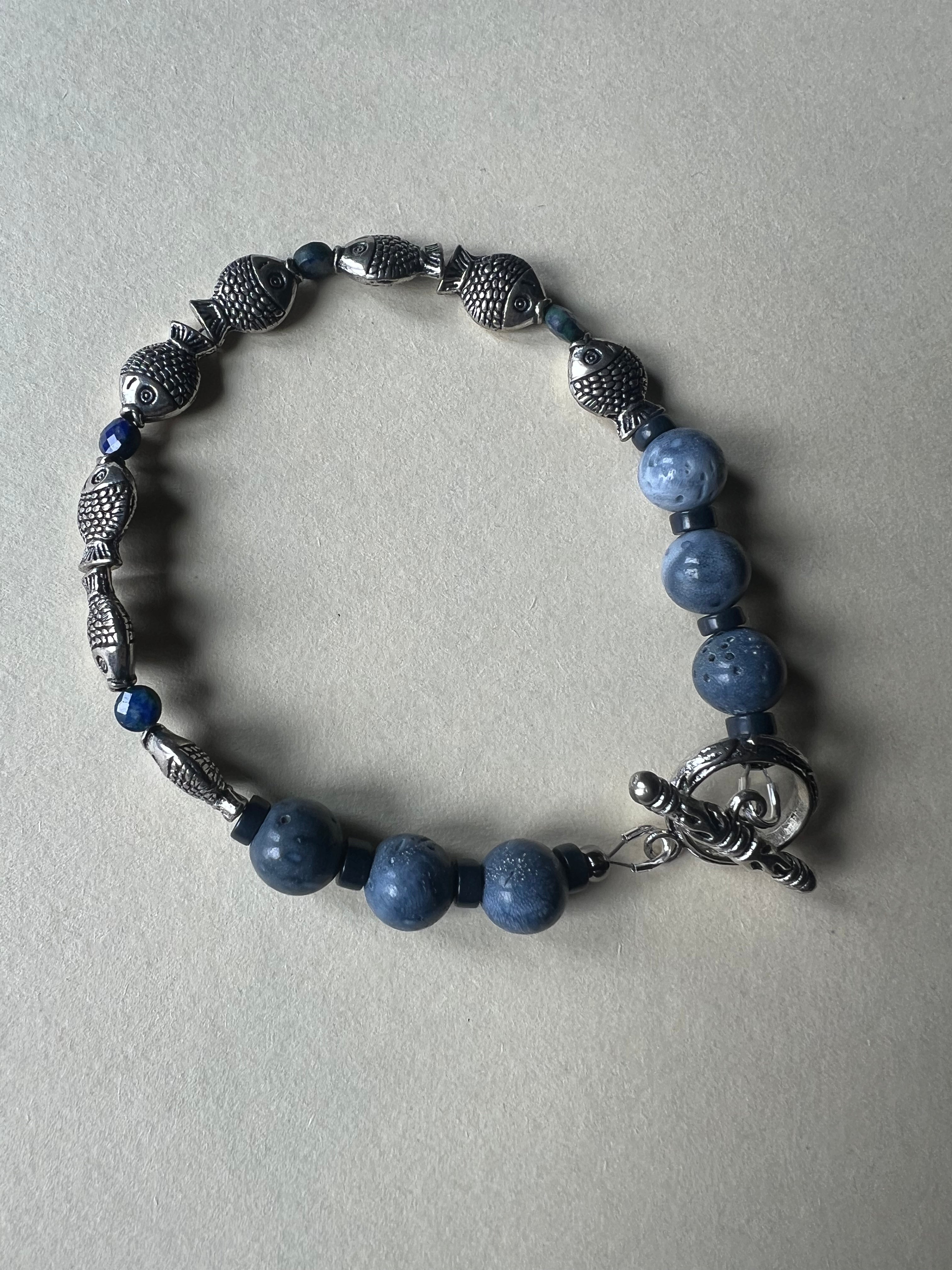Water-Inspired Blue Sponge Coral & Fish Bracelet