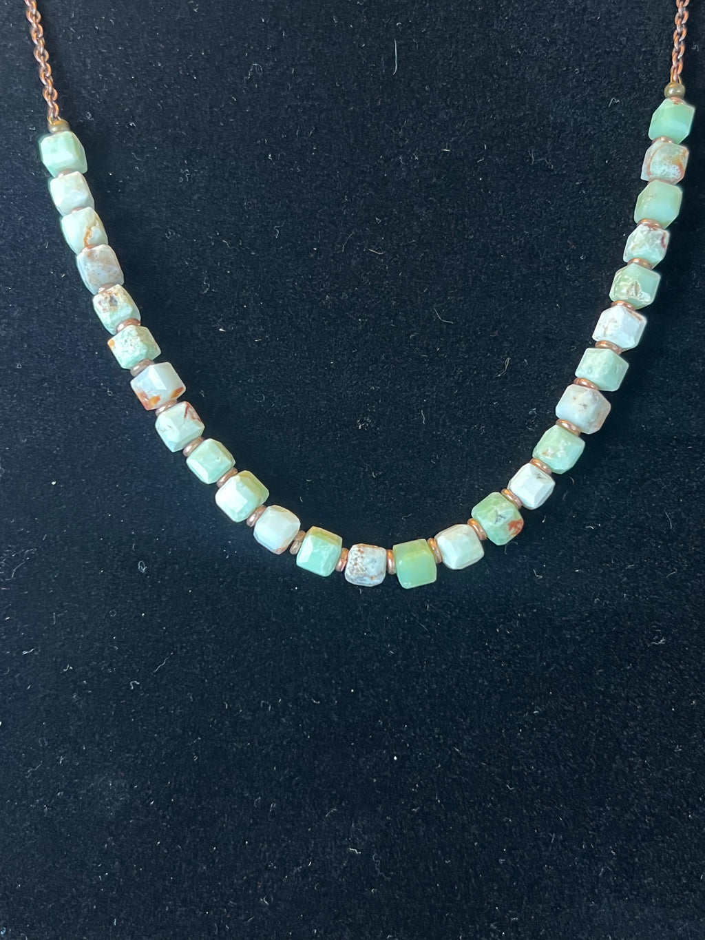 Soft-toned Opal & Antique Copper Necklace + Earring Ensemble