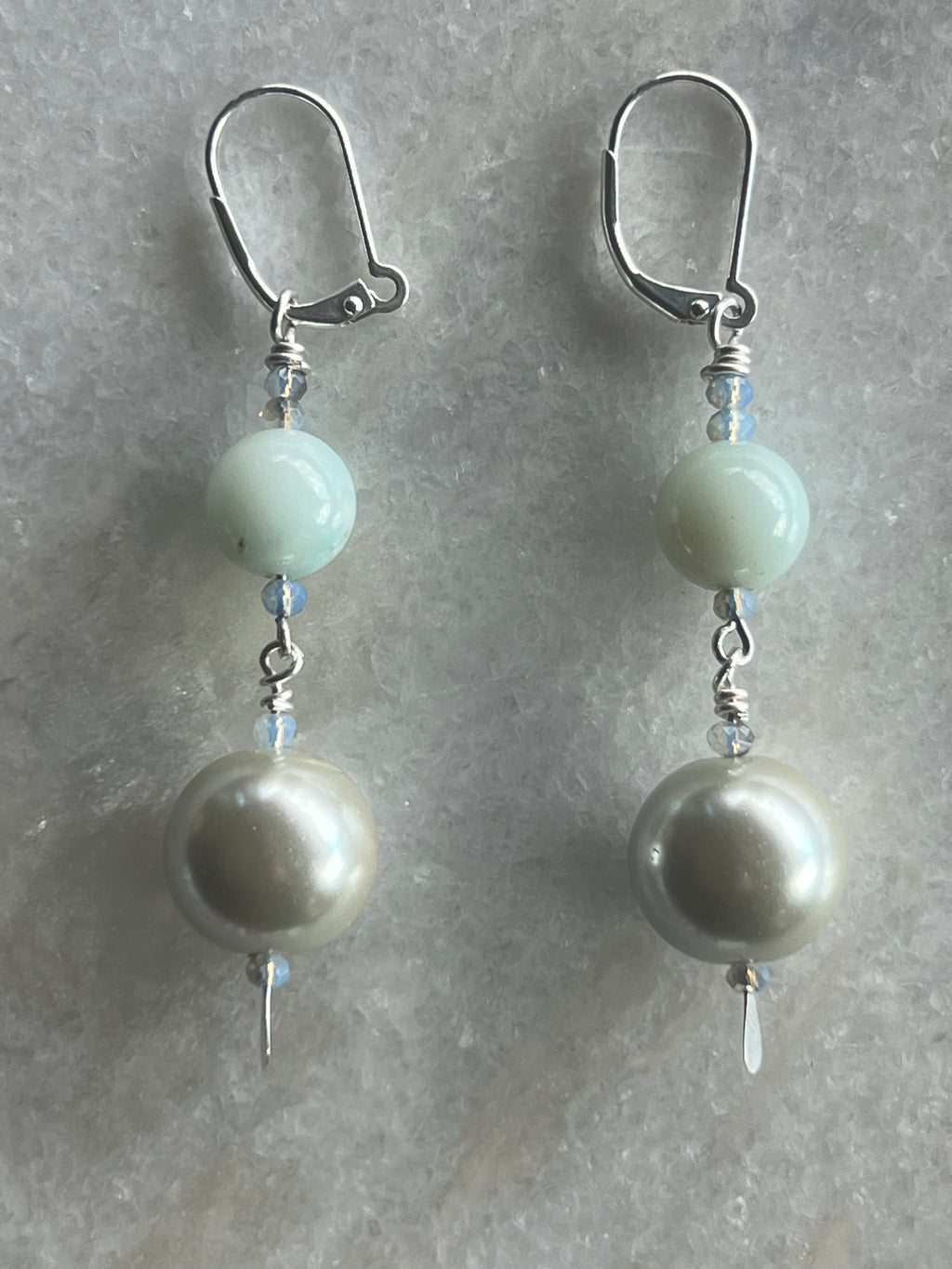 Amazonite Bracelet & Earring Duo with Pearlized Focal Bead