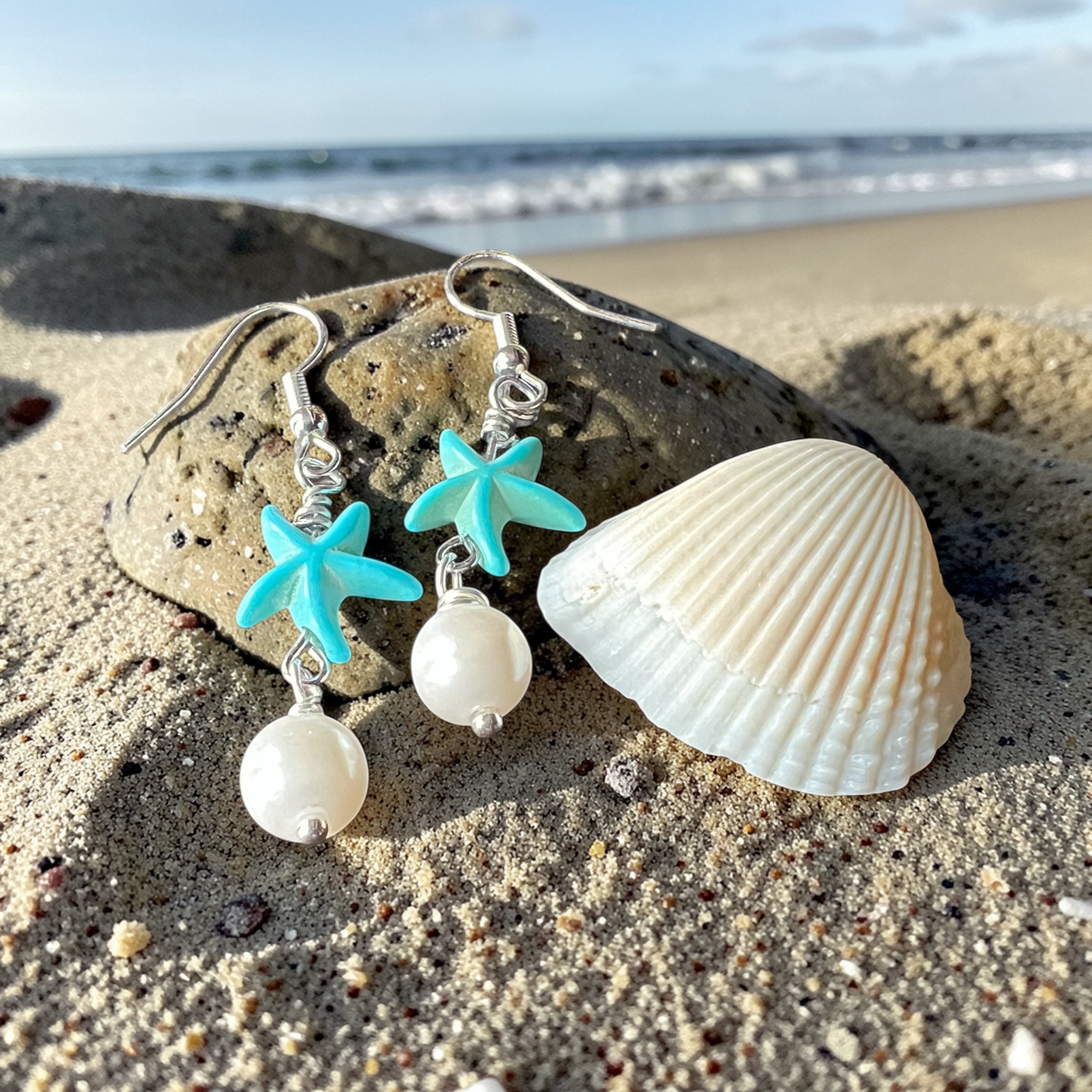 Pearl Starfish Drop Earrings