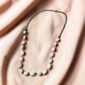 Pink Peruvian Opal Necklace with Hematite Chain