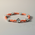 Cheerful Orange Aventurine & Flower Stretch Bracelet + Earring Set