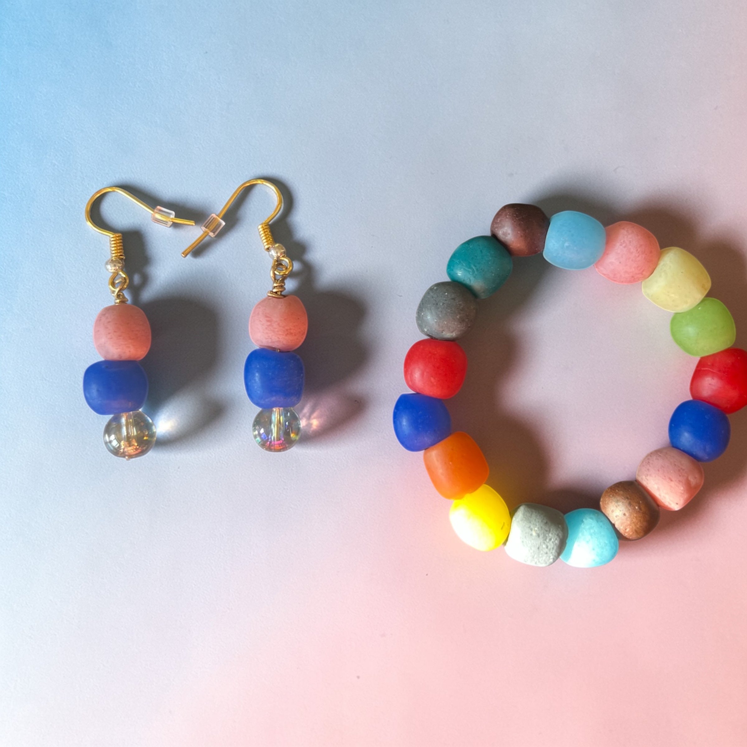 Bright & Bold Resin Bead Bracelet + Earring Set