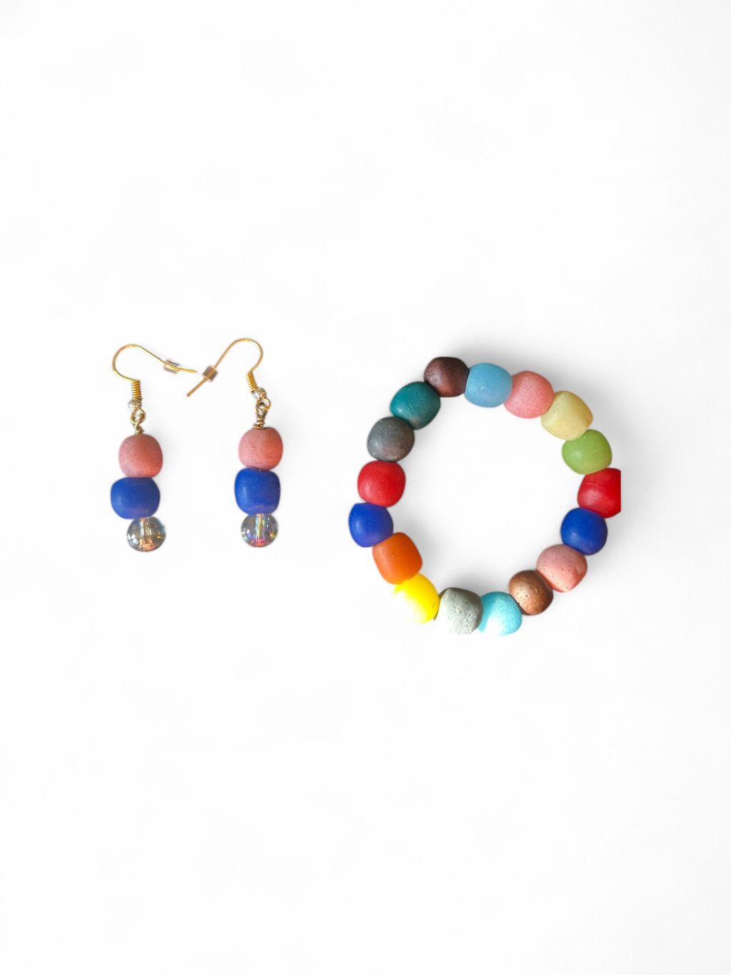 Bright & Bold Resin Bead Bracelet + Earring Set