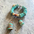 Classic Tibetan Turquoise Bracelet & Copper Accent Earrings