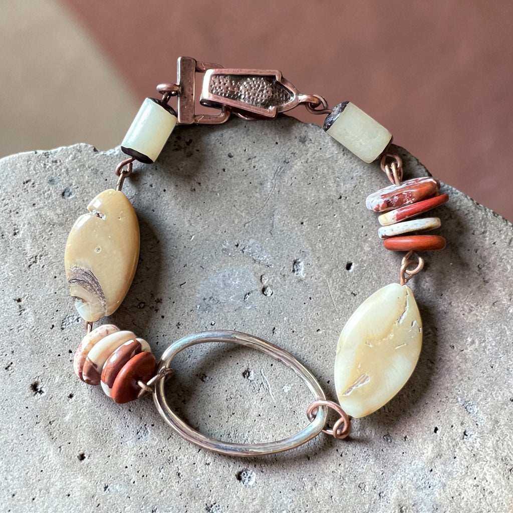 Hyalite Opal & Jasper Adjustable Bracelet