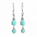 Blue Aquatine and Heart Charm Earrings