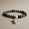 Elegant Pearl Prayer Beads with Rose Quartz Cross