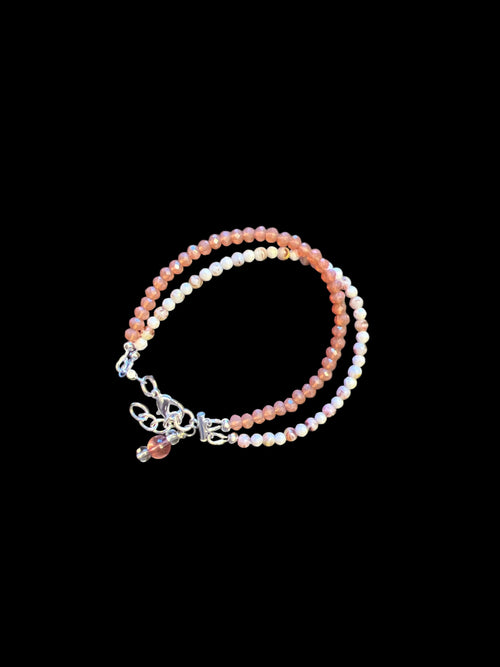 Antique Yellow Agate & Peach Sparkle Bracelet