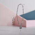 Greige Glass Disk Necklace + Earring Duo