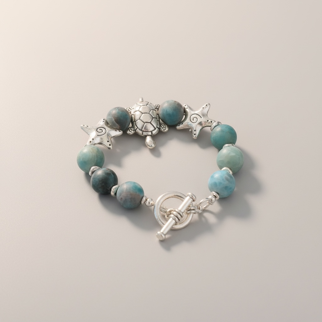 Larimar Sea Life Bracelet & Earring Set
