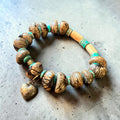 Tagua Nut, Turquoise and Bone Stretch Bracelet