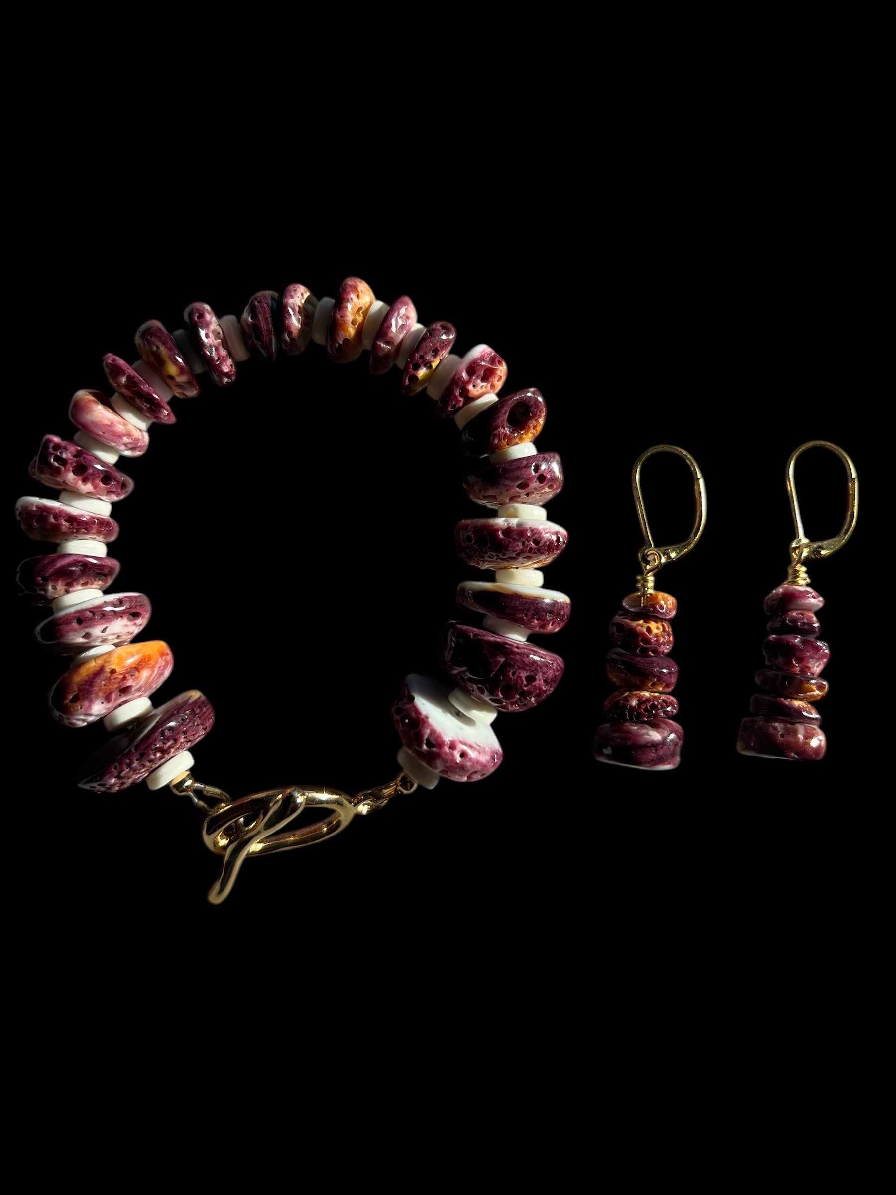 Violet Vibe Spiny Oyster Bracelet & Earring Pairing