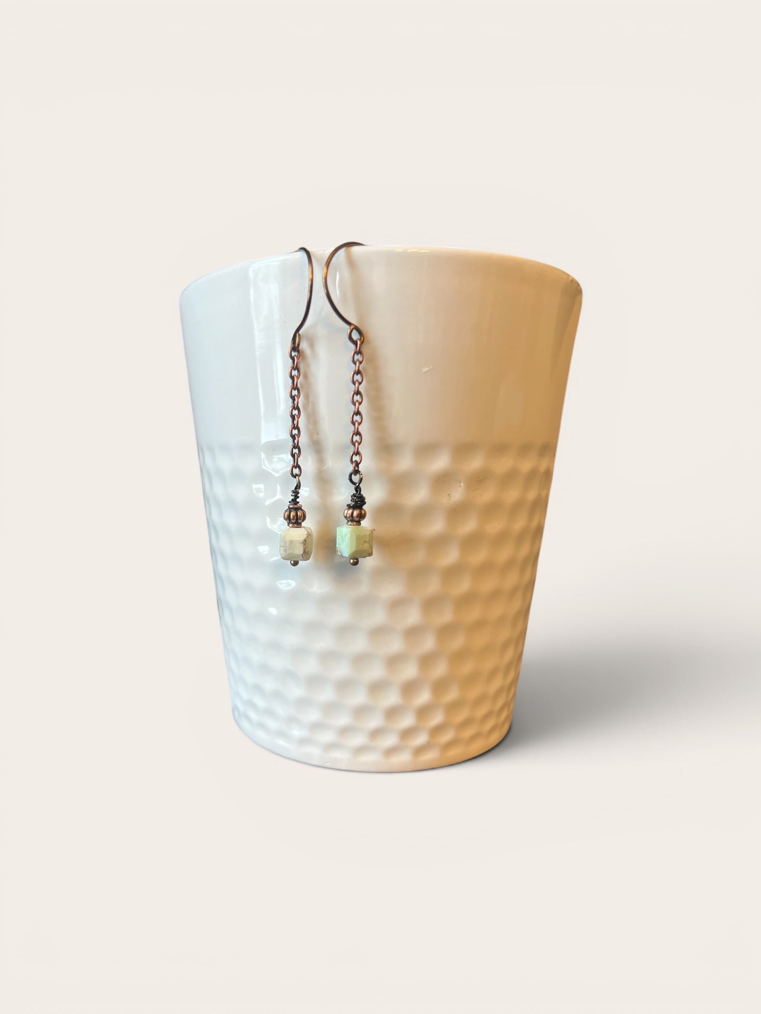 Soft-toned Opal & Antique Copper Necklace + Earring Ensemble