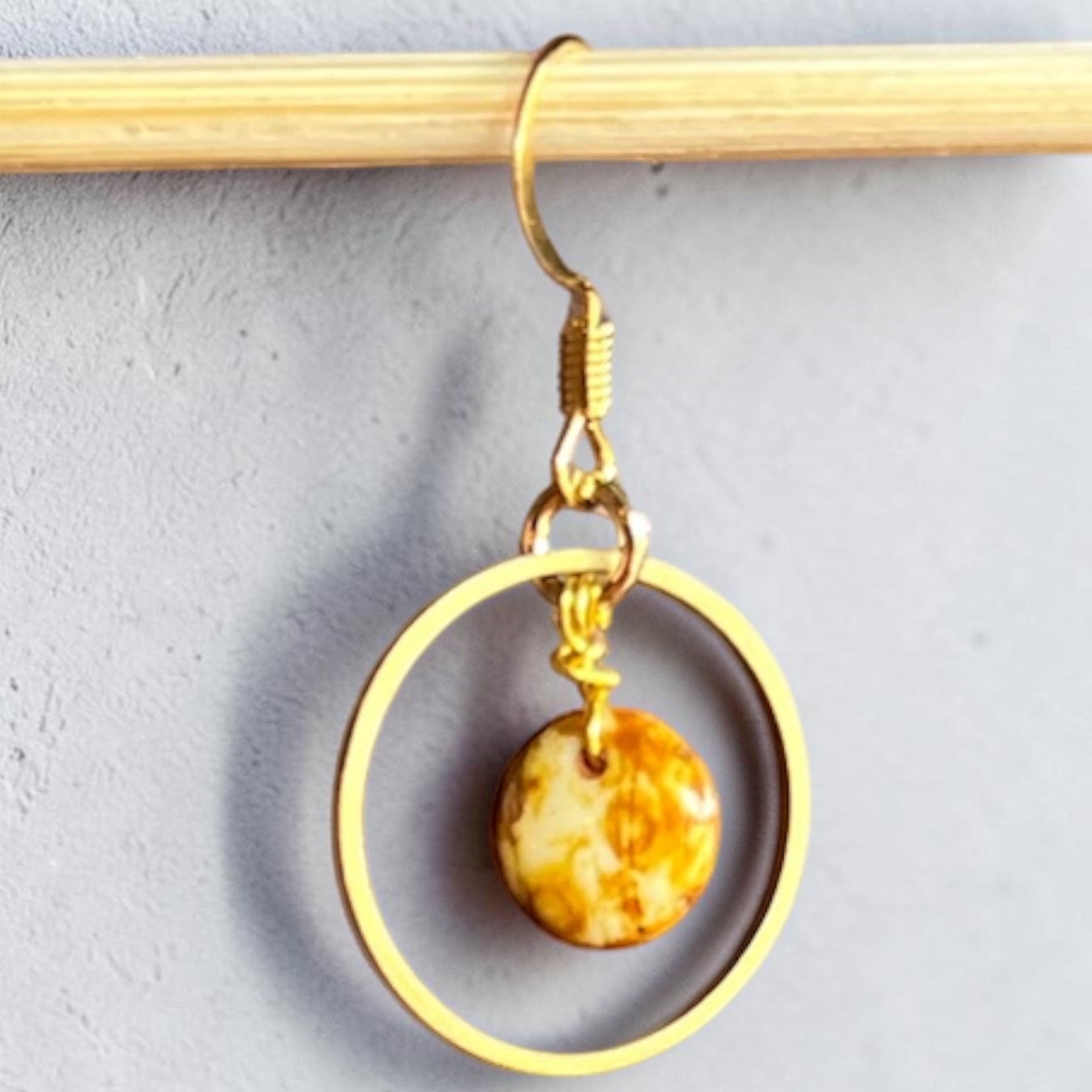 Carnelian Coin Bead Earrings