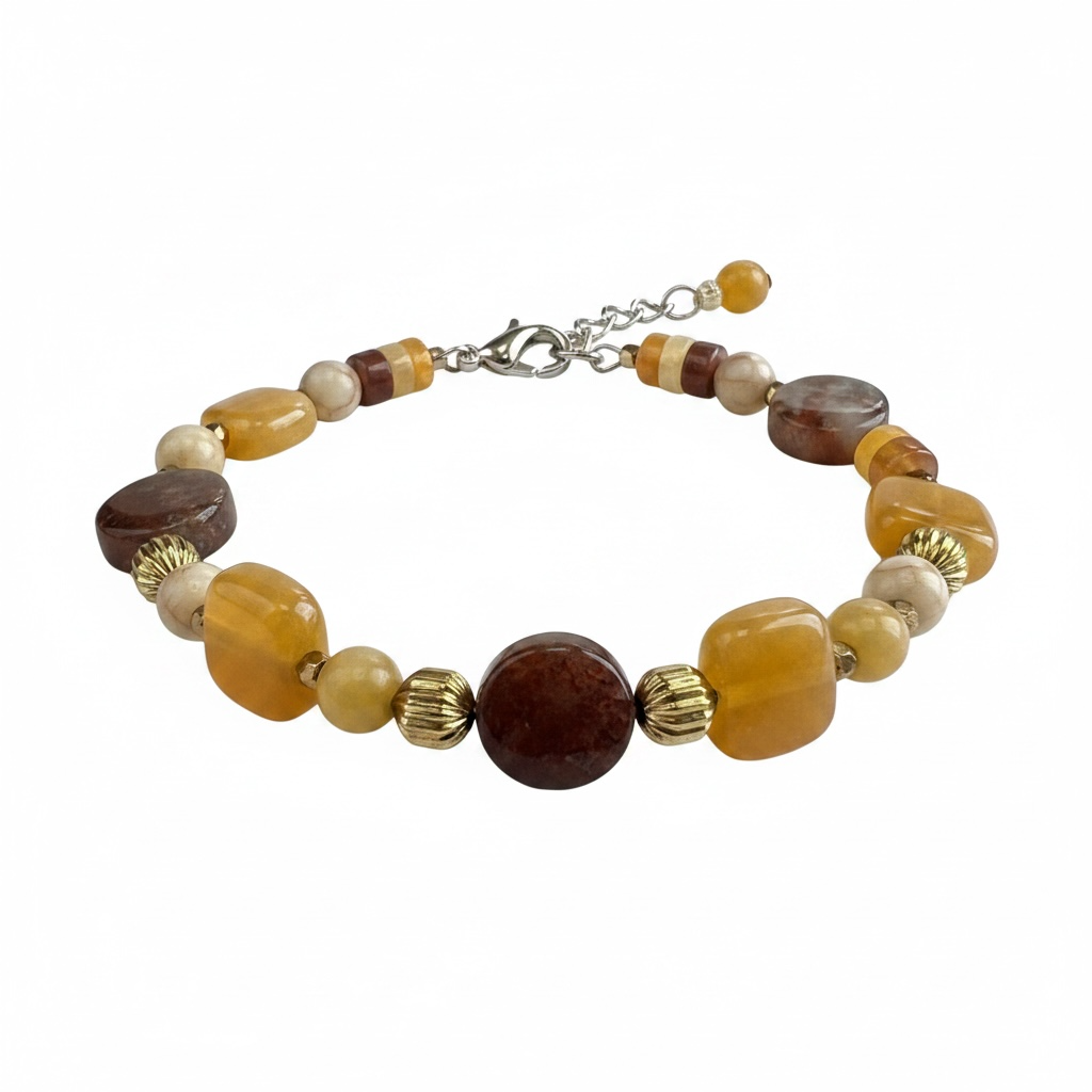 Amber & Jasper Adjustable Bracelet + Earring Ensemble