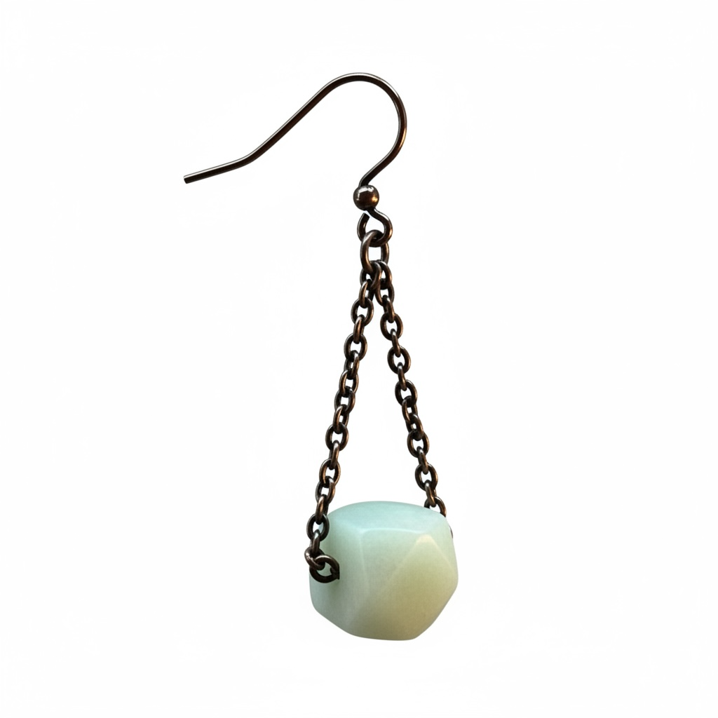 Jade Stone Earrings with Antique Brass Finish