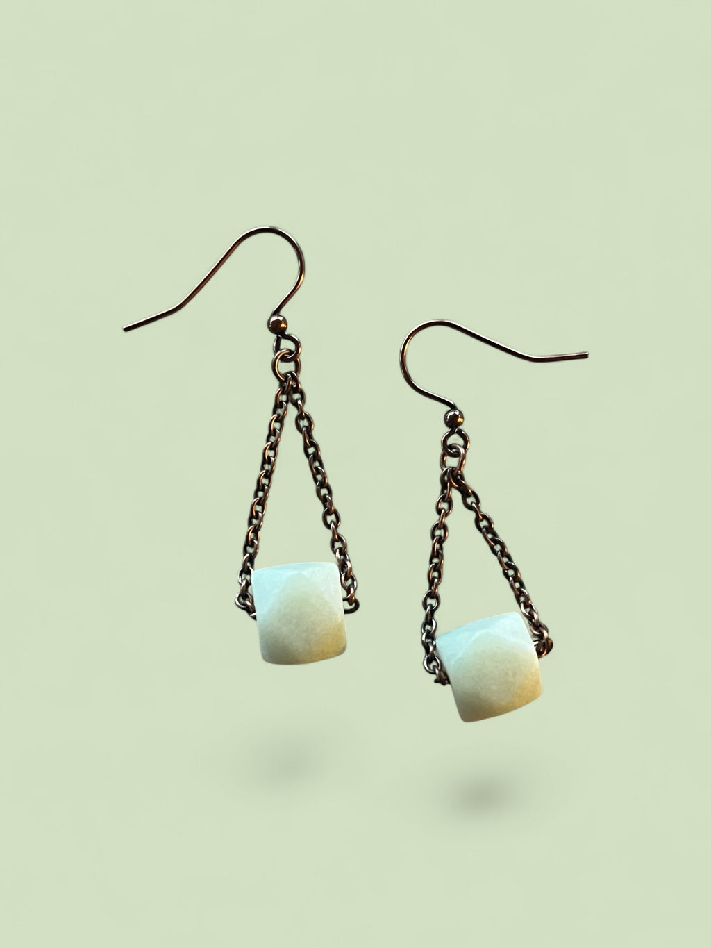 Jade Stone Earrings with Antique Brass Finish
