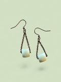 Jade Stone Earrings with Antique Brass Finish