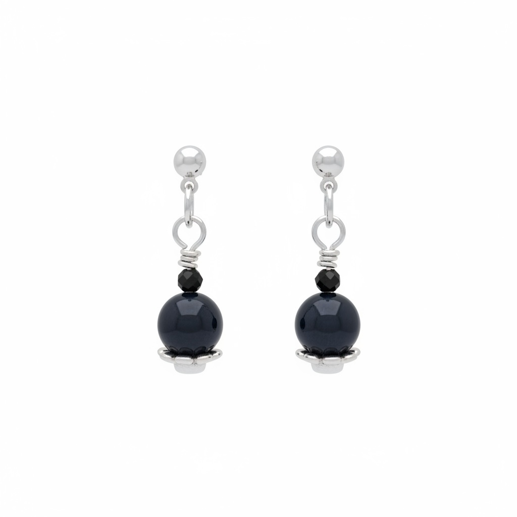 Blue Dyed Bead Post Earrings