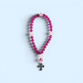 Vibrant Pink Prayer Beads with Cross