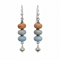 Opal Rondelle Earrings with Tiny Heart Drop