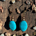 Turquoise Drop Earrings with Antique Copper Wire
