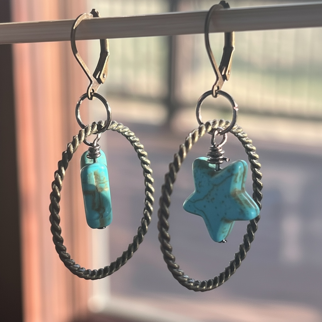 Turquoise Star Earrings with Western Flair