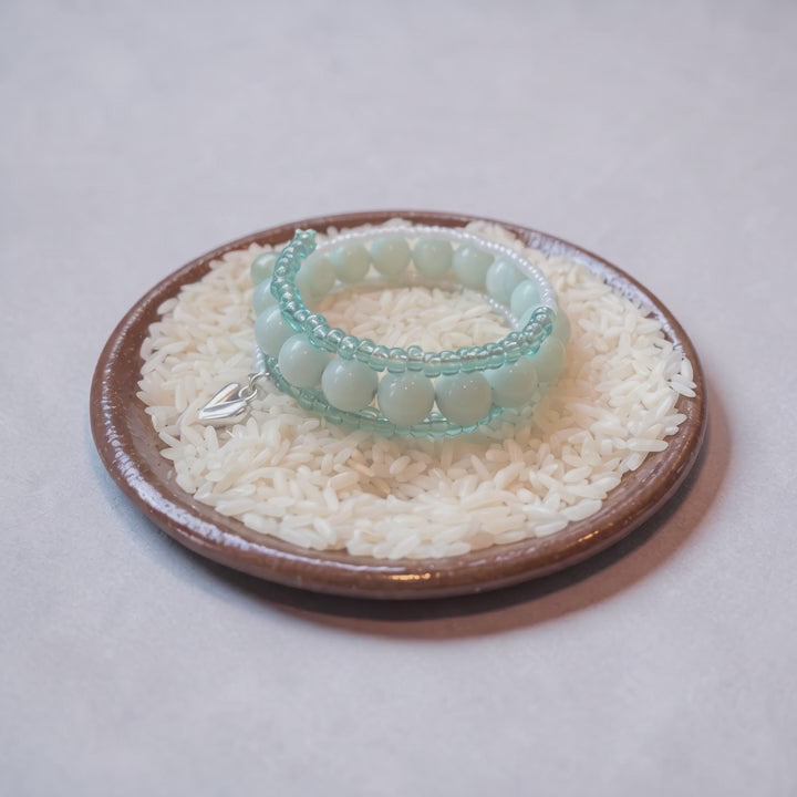 Seafoam Serenity Memory Wire Bracelet & Earring Pairing